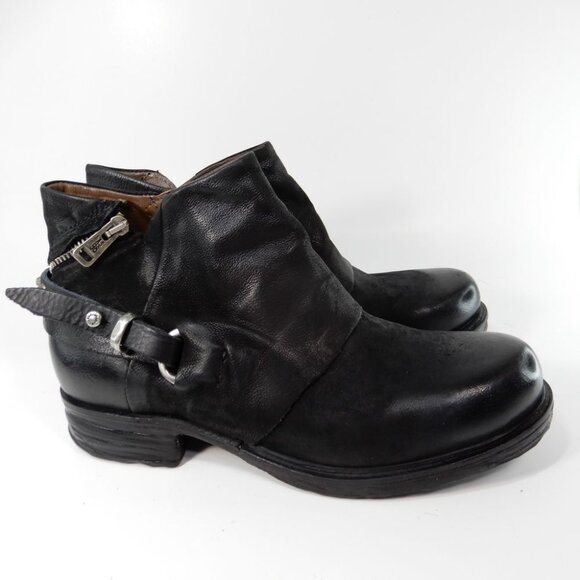 A.S.98 Steve Studded Moto Bootie Boots Size 39 8.5 9 Black Leather Zippers NEW - Picture 4 of 14